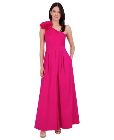 Eliza J Women's Asymmetric Rosette One-shoulder Gown In Lipstick Red