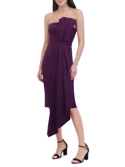 Eliza J Women's Asymmetric Strapless Sheath Dress In Plum