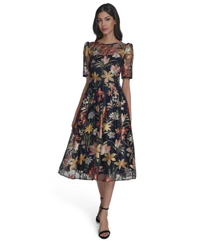 Eliza J Women's Boat Neck Short Sleeve Dress In Multi