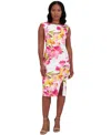 Eliza J Petite Floral-print Sheath Dress In Pink Multi