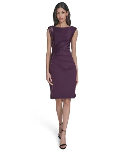Eliza J Women's Boat Neck Velvet Midi Dress In Purple