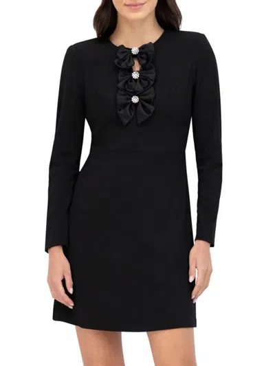 Eliza J Women's Bow Appliqué Scuba Crepe Minidress In Black