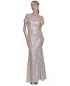 Eliza J Women's Bow-trim Off-the-shoulder Sequin Gown