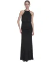 Eliza J Women's Chain-link Halter Blouson Gown In Black