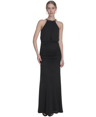 Eliza J Women's Chain-link Halter Blouson Gown In Black