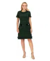 Eliza J Plus Size Short Sleeve Lurex Boucle Shift Dress In Green