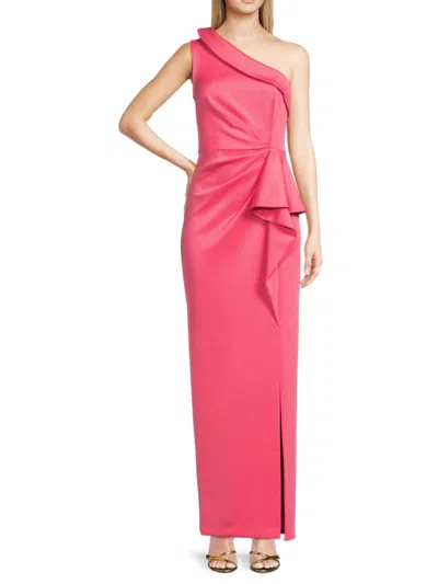Eliza J Women's Draped One Shoulder Column Gown In Watermelon