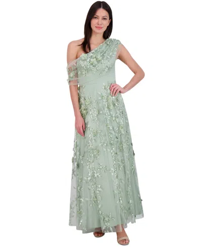 Eliza J Women's Embellished Asymmetric Drape Gown In Sage