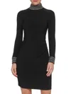 Eliza J Bead Detail Long Sleeve Sheath Dress In Black