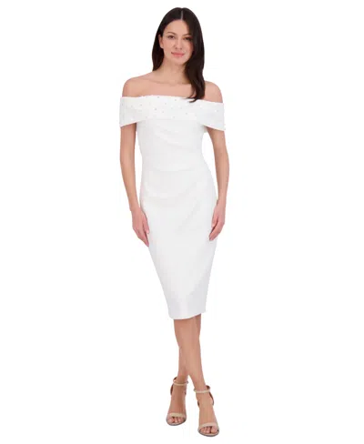 Eliza J Women's Embellished Off-shoulder-neck Sheath Dress In Ivory