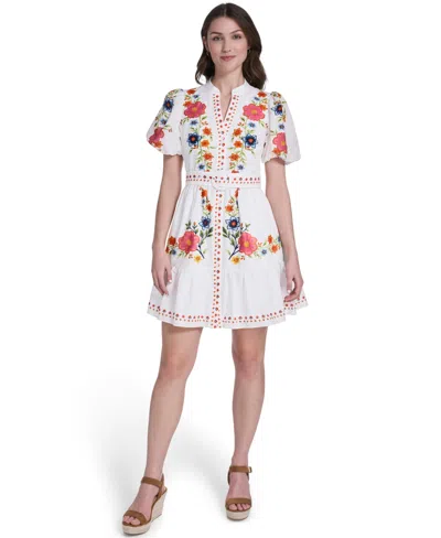 Eliza J Women's Embroidered V-neck Dress In White