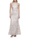 Eliza J Women's Floral Appliqué A-line Gown In White