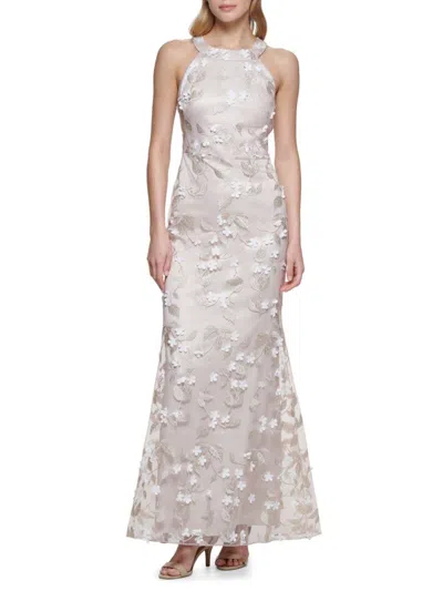 Eliza J Women's Floral Appliqué A-line Gown In White