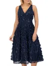 Eliza J 3d Appliqué Fit & Flare Cocktail Dress In Blue