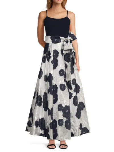 Eliza J Women's Floral Burnout Maxi Dress In Navy