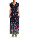 Eliza J Floral Print Faux Wrap Maxi Dress In Navy Multi