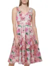 Eliza J Printed Jacquard Midi Dress In Pink