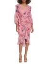 Eliza J Printed Metallic Clip Chiffon Midi Dress In Blush