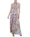 Eliza J Floral Ruffle Detail Maxi Dress In Light Blue