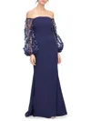 Eliza J Women's Flower Sleeve Crepe Bandeau Gown In Navy
