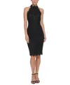 Eliza J Mock Neck Lace Sheath Dress In Black