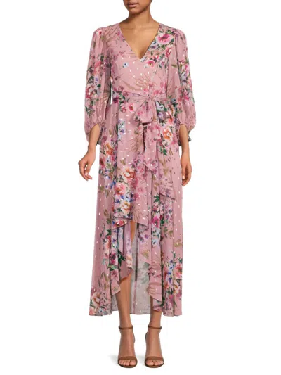 Eliza J Women's High Low Floral Midi Dress In Mauve