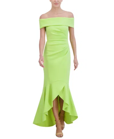 Eliza J Women's High-low Off-the-shoulder Gown In Limelight