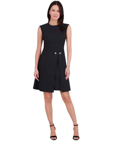 Eliza J Women's Jewel-neck A-line Overlay Dress In Black
