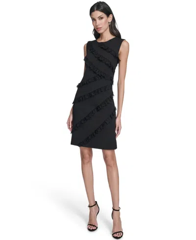 Eliza J Tiered Lace Ruffle Sheath Dress In Black
