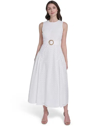 Eliza J Women's Jewel Neck Midi Dress In White