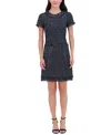 Eliza J Women's Jewel-neck Short-sleeve Shift Dress In Blck Multi