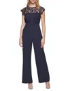 Eliza J Lace-top Wide-leg Jumpsuit In Blue
