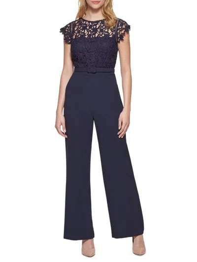 Eliza J Women's Lace Bodice Jumpsuit In Navy