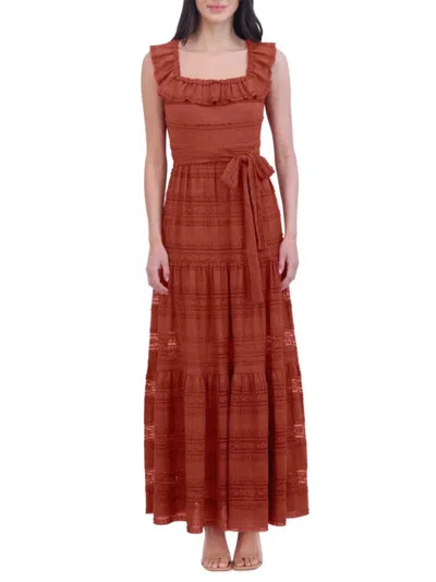 Eliza J Women's Lace Tiered Maxi Dress In Rust