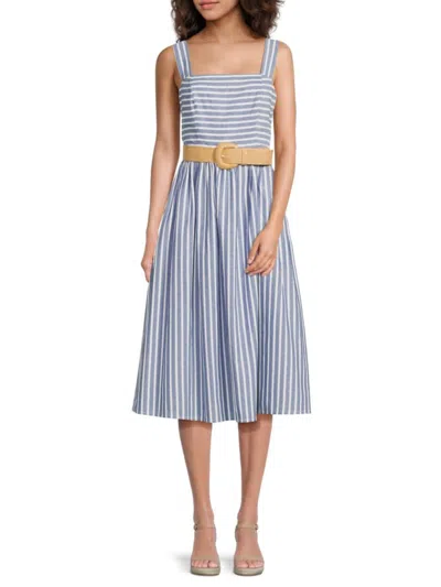 Eliza J Women's Missy Striped Cotton A-line Midi-dress