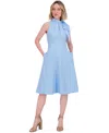 Eliza J Women's Mock-neck Bow-trim Sleeveless Dress In Light Blue