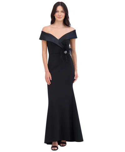 Eliza J Women's Off-the-shoulder Crossover-neck Gown In Black