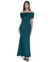 Eliza J Women's Off-the-shoulder Side-ruched Gown In Green