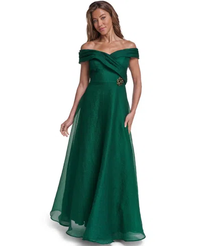 Eliza J Women's Off-the-shoulder Ballgown Dress In Green
