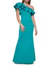 Eliza J One-shoulder Scuba Gown In Green