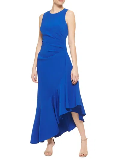 Eliza J Women's Pleated Asymmetric Gown In Cobalt