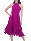 Eliza J Women's Pleated Ruffle Chiffon Midi-dress In Purple