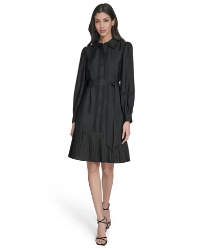Eliza J Women's Pleated Shirt Dress In Black