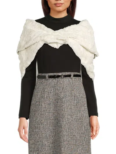 Eliza J Women's Plush Capelet In Ivory