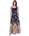 Eliza J Women's Printed Bow Sleeveless Ball Gown In Navy