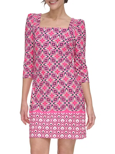 Eliza J Women's Printed Jersey Puff-sleeve Shift Dress