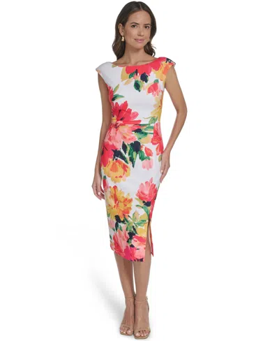 Eliza J Women's Printed Side Slit Midi Sheath Dress In Multi