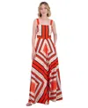 Eliza J Petite Printed Square-neck Sleeveless Dress In Multi