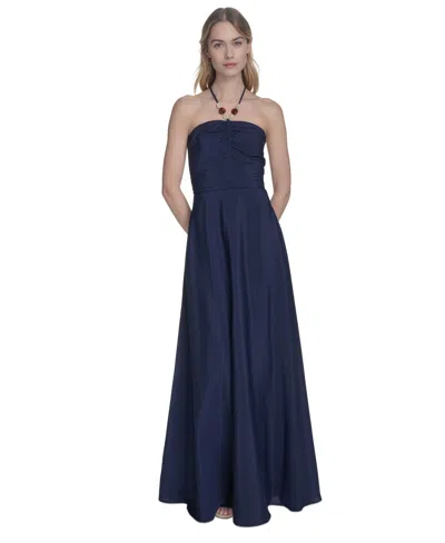 Eliza J Women's Ruched-front Halter Maxi Dress