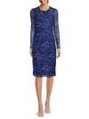 Eliza J Sheer Sleeve Midi Dress In Royal Blue
